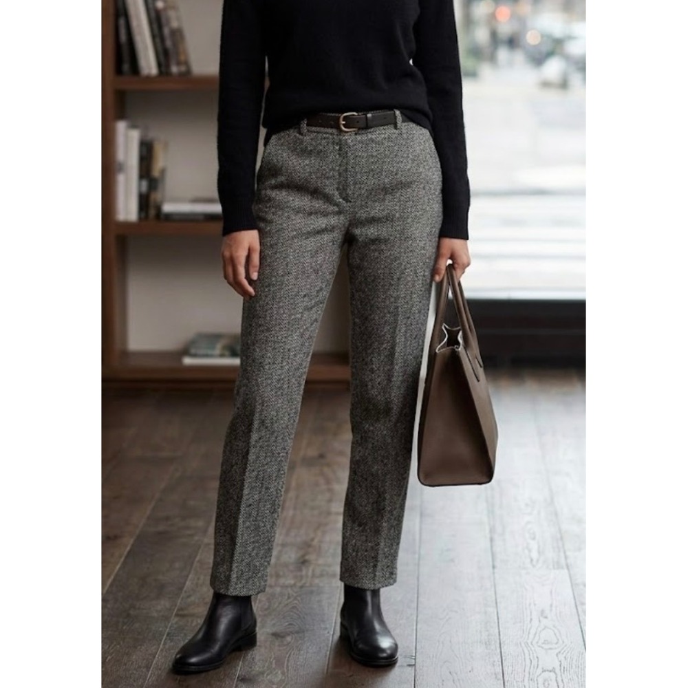 Talbots Gray Tweed Straight-Leg Trousers